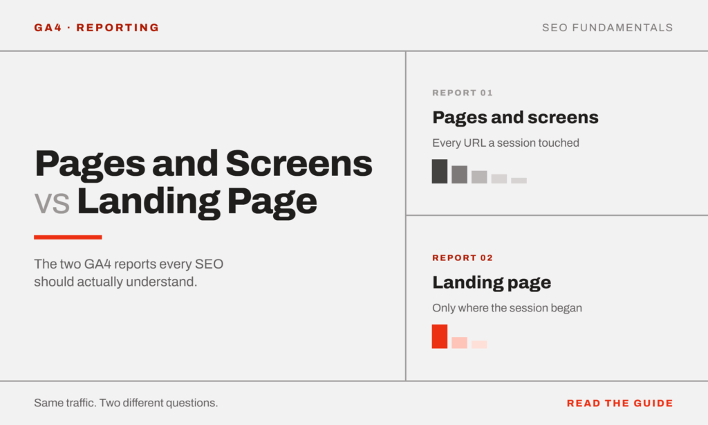 pages screens vs landing page reports in ga4